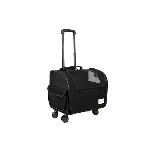 Galatée Reisetasche Für Hunde Mit Abnehmbaren Rollen, Von Fluggesellschaften Zugelassene Transportbox Für Haustiere, Faltbare Katzentasche Mit Atmungsaktivem Netz, Kinderwagen Für Haustiere(Schwarz) von Galatée