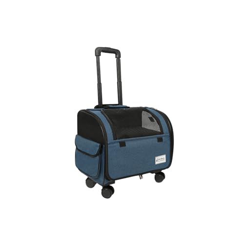 Galatée Reisetasche Für Hunde Mit Abnehmbaren Rollen, Von Fluggesellschaften Zugelassene Transportbox Für Haustiere, Faltbare Katzentasche Mit Atmungsaktivem Netz, Kinderwagen Für Haustiere(Blau) von Galatée