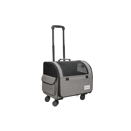 Galatée Reisetasche Für Hunde Mit Abnehmbaren Rollen, Von Fluggesellschaften Zugelassene Transportbox Für Haustiere, Faltbare Katzentasche Mit Atmungsaktivem Netz, Kinderwagen Für Haustiere(Grau) von Galatée