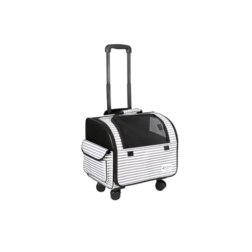 Galatée Reisetasche Für Hunde Mit Abnehmbaren Rollen, Von Fluggesellschaften Zugelassene Transportbox Für Haustiere, Faltbare Katzentasche Mit Atmungsaktivem Netz, Kinderwagen Für Haustiere(Weiß) von Galatée