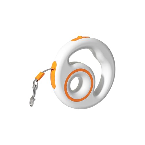 Galatée Rollleine Für Hunde, Verwicklungsfreies Nylonband, 360°-Leine Ohne Verwicklungen, Einhändige Bremse, Pause, Sperre, Robuste Leine Für Training Und Laufen(Orange) von Galatée