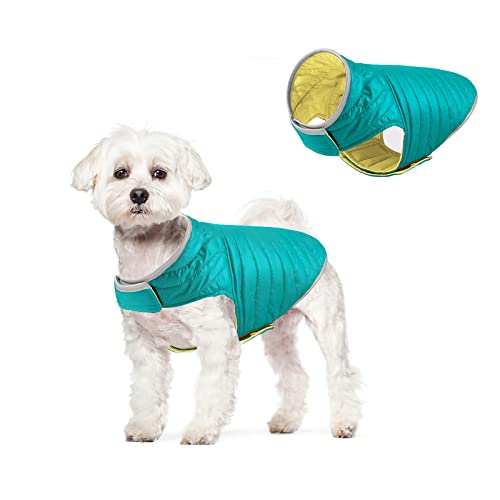 Galatée Wasserdichter Hundemantel, Wendbarer Hundemantel Mit Geschirrloch, wasserdichte Winterjacke Warme Weste Für Kleine Mittelgroße Hunde(XL, Blau Gelb) von Galatée