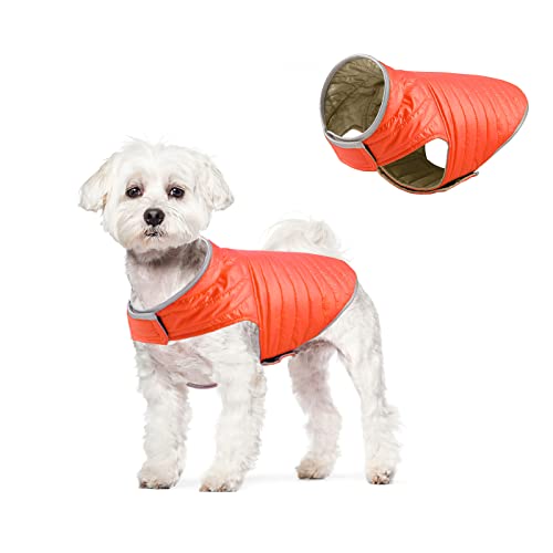 Galatée Wasserdichter Hundemantel, Wendbarer Hundemantel Mit Geschirrloch, wasserdichte Winterjacke Warme Weste Für Kleine Mittelgroße Hunde(XL, Orange Braun) von Galatée