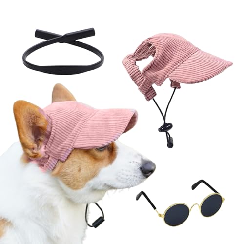 Galenecx Hunde Baseballmütze, Katze Dogs Sonnenbrille mit Rutschfestem Silikonband, Verstellbar Hundecap mit Ohrlöchern, Dog-Sonnenhut, Atmungsaktives Design, für Welpen Doggy & Beach(Pink) von Galenecx