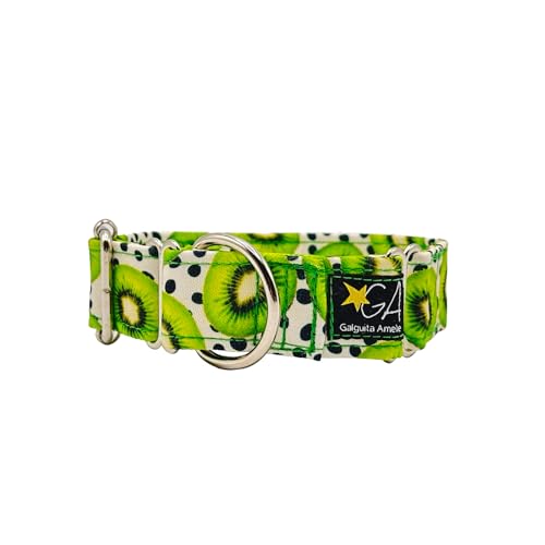 Galguita Amelie Martingale Hundehalsband, Kiwis, 3 cm breit, Größe S (20-29 cm Umfang) von Galguita Amelie