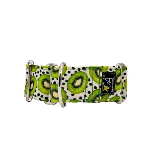 Galguita Amelie Martingale Hundehalsband, Kiwis, 5 cm breit, Größe L (40-49 cm Umfang) von Galguita Amelie