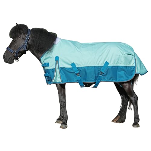 1200 Denier Wasserdichte, leichte Pferdedecke, Mini-Shetland-Pony-Teppich, Fohlen, Miniatur-Regendecke (ohne Füllung), Blau/Grün, 90 cm von Gallopoff