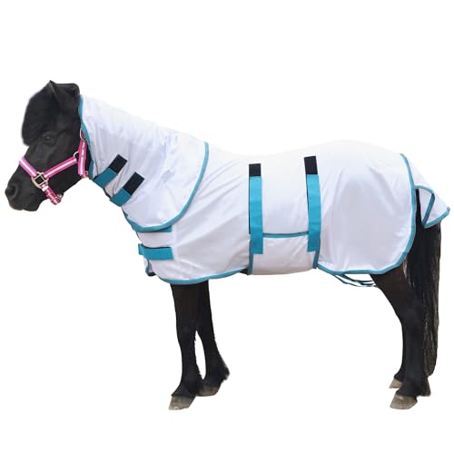 Fliegendecke mit Hals-Kombi, leicht, weiches Netzgewebe, Sommerfliegendecke für Shetlandpony/Fohlen/Esel, Weiß, 90 cm von Gallopoff