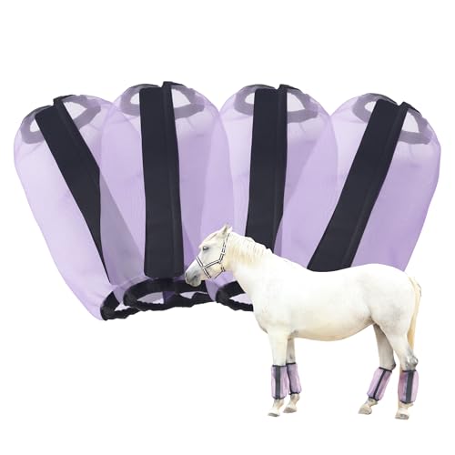 Fliegenstiefel für Pferde, reduzieren Stomping/Hufschäden, atmungsaktiv, feinmaschig, Universalgröße, Pferdefliegen-Leggings (4er-Set) Lila von Gallopoff