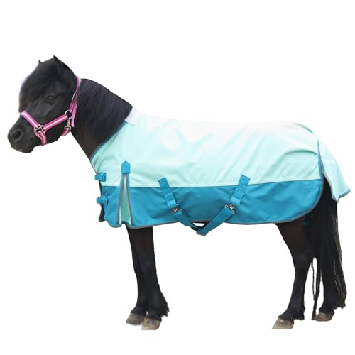 Gallopoff 1200D Pony/Shetty Pferdedecke ohne Füllung (0 g), Leichte, wasserdichte, Atmungsaktive und Reißfeste Regendecke für Fohlen, Minipferde, Zwergpferde, Kleinpferde und Miniponys von Gallopoff