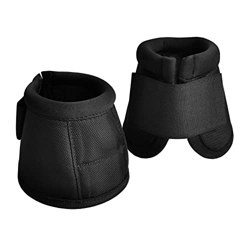 Gallopoff 2520D Horse Bell Boots, No-Turn Horse Bell Boots, Equine Ballistic Hoof Overreach Bell Boot, Paar Schwarz Medium von Gallopoff