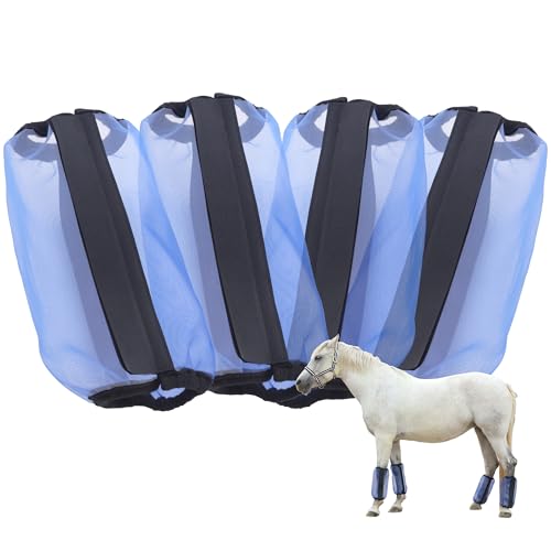 Gallopoff 4 Stück Fliegenstiefel für Pferde, Locker Sitzend, Atmungsaktiv, Feinmaschig, Schützt vor Beinermüdung und Stampfen, ideal für den Sommer von Gallopoff