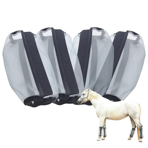 Gallopoff 4 Stück Fliegenstiefel für Pferde, Locker Sitzend, Atmungsaktiv, Feinmaschig, Schützt vor Beinermüdung und Stampfen, ideal für den Sommer von Gallopoff