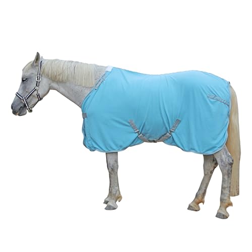 Gallopoff Abschwitzdecke Pferd aus Fleece, 300g/m² – Atmungsaktiv, Schweißabsorbierend & Schnelltrocknend, Ideal nach dem Training, Waschen, im Stall & beim Transport Blau 160 cm von Gallopoff