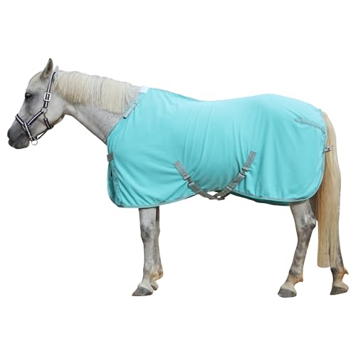 Gallopoff Abschwitzdecke Pferd aus Fleece, 300g/m² – Atmungsaktiv, Schweißabsorbierend & Schnelltrocknend, Ideal nach dem Training, Waschen, im Stall & beim Transport Grün 125 cm von Gallopoff
