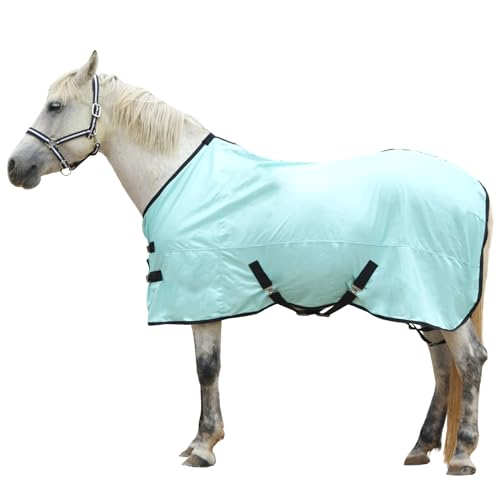 Gallopoff Fliegendecke für Pferde, Pferde Zubehör, Standard-Hals, bequemes Netz-Fliegentuch, Sommerlaken, UV-Schutz, Grün, 72 von Gallopoff