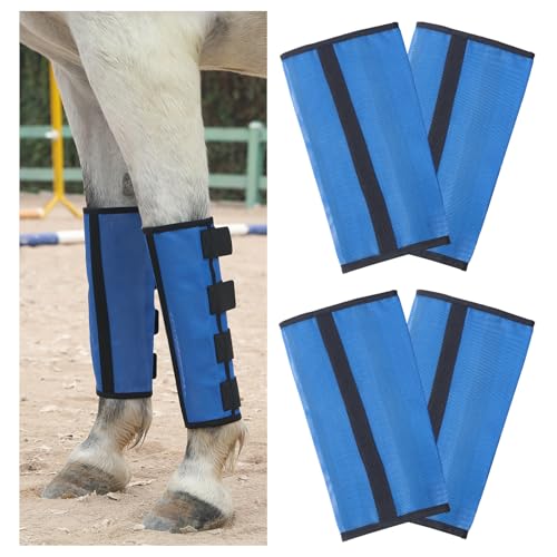 Gallopoff Fliegengamaschen für Pferde, rutschfest, extra robustes Netzgewebe, belüftet, verstellbare Fliegengamaschen reduzieren Stomping, Hufstress und Ermüdung der Beine, Königsblau, Größe S, 4 von Gallopoff