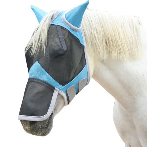 Gallopoff Fliegenmaske Pferd, Pferdemaske mit Ohren und Nasenschutz, Atmungsaktives Mesh von Gallopoff