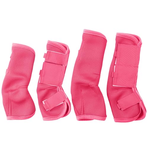 Gallopoff Fliegenstiefel für Pferde, 4 Stück, rutschfeste Fliegenstiefel für Pferde, bequemes Airflow-Mesh, kein Stampfen mehr & Bremsenbelästigung, Rosa Cob von Gallopoff
