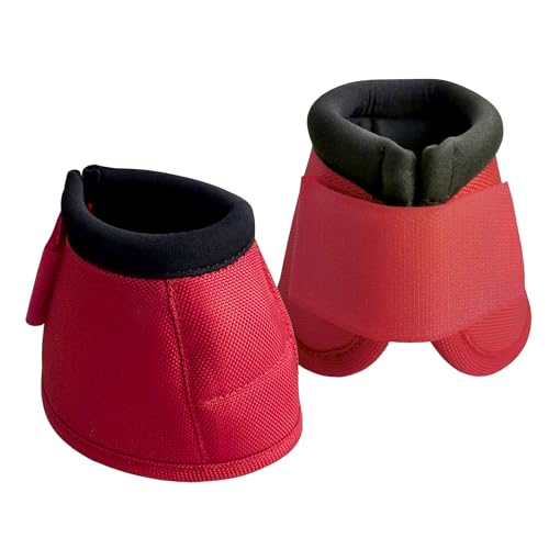 Gallopoff Hufglocken Pferd 2er Set – Stoßdämpfend & Scheuerfrei, Ballenschutz für Pferde aus Neopren, Weiche Schutzglocken mit Klettverschluss für Training & Weide Rot XL von Gallopoff