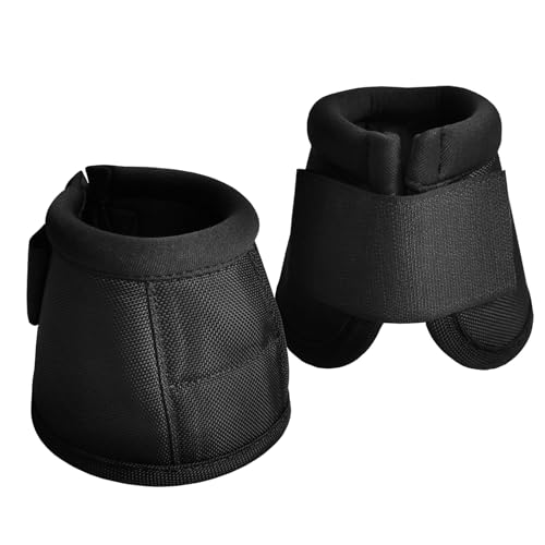 Gallopoff Hufglocken Pferd 2er Set – Stoßdämpfend & Scheuerfrei, Ballenschutz für Pferde aus Neopren, Weiche Schutzglocken mit Klettverschluss für Training & Weide Schwarz L von Gallopoff