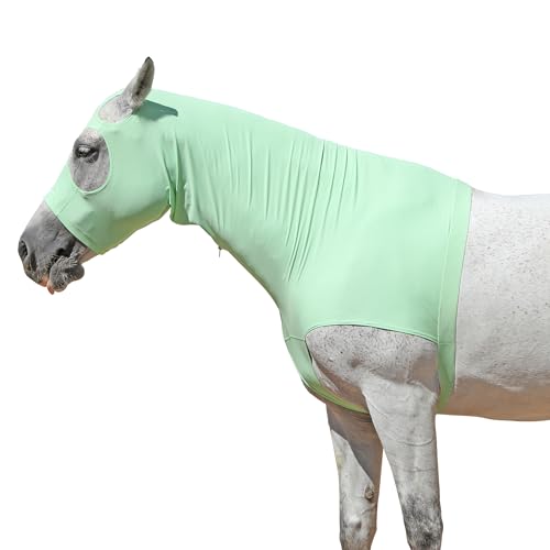 Gallopoff Pferde-Kapuze mit Reißverschluss, Stretch-Spandex, schlanke Kapuze zum Schutz der Mähne, atmungsaktiver Pferdehalsschutz für Show-Prep, Zopfschoner, elegante Fellpflege unter der Decke von Gallopoff