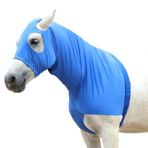 Gallopoff Pferde-Kapuze mit Reißverschluss, Stretch-Spandex, schlanke Kapuze zum Schutz der Mähne, atmungsaktiver Pferdehalsschutz für Show-Vorbereitung, Zopfschoner, elegante Fellpflege unter der von Gallopoff