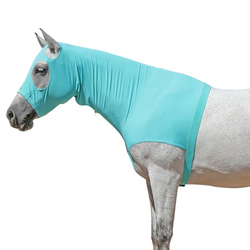 Gallopoff Pferde-Kapuze mit Reißverschluss, Stretch-Spandex, schlanke Kapuze zum Schutz der Mähne, atmungsaktiver Pferdehalsschutz für Show-Vorbereitung, Zopfschutz, schlanke Fellpflege unter der von Gallopoff