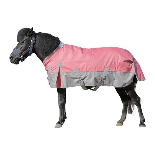 Weidedecke für Shetlandpony, Fohlen, wasserdicht, leicht, 1200 Denier (ohne Füllung), Rosa, 90 cm von Gallopoff