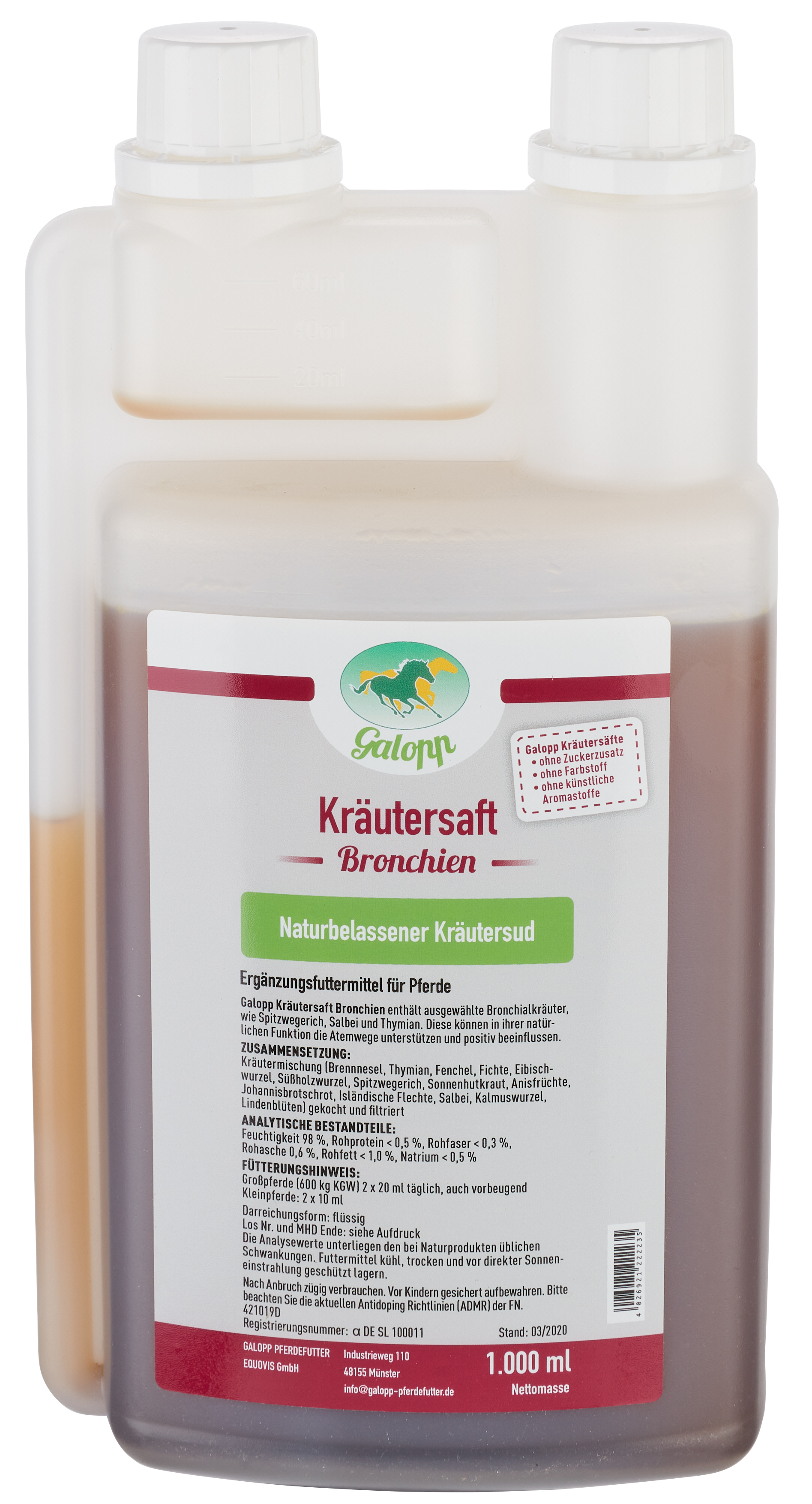Galopp Kräutersaft Bronchien 1L 100 % Naturkräutersud von Galopp