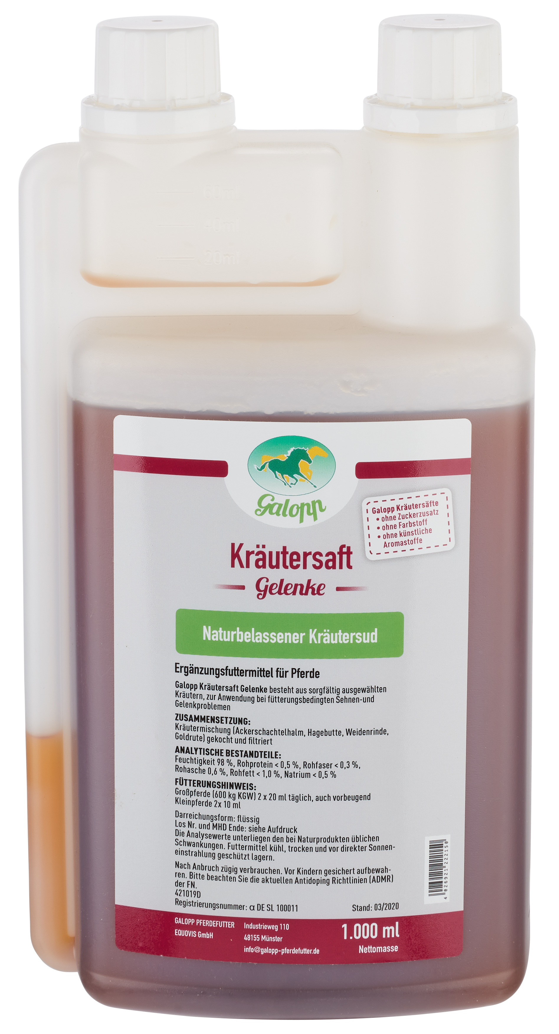 Galopp Kräutersaft Gelenke 1L 100 % Naturkräutersud von Galopp