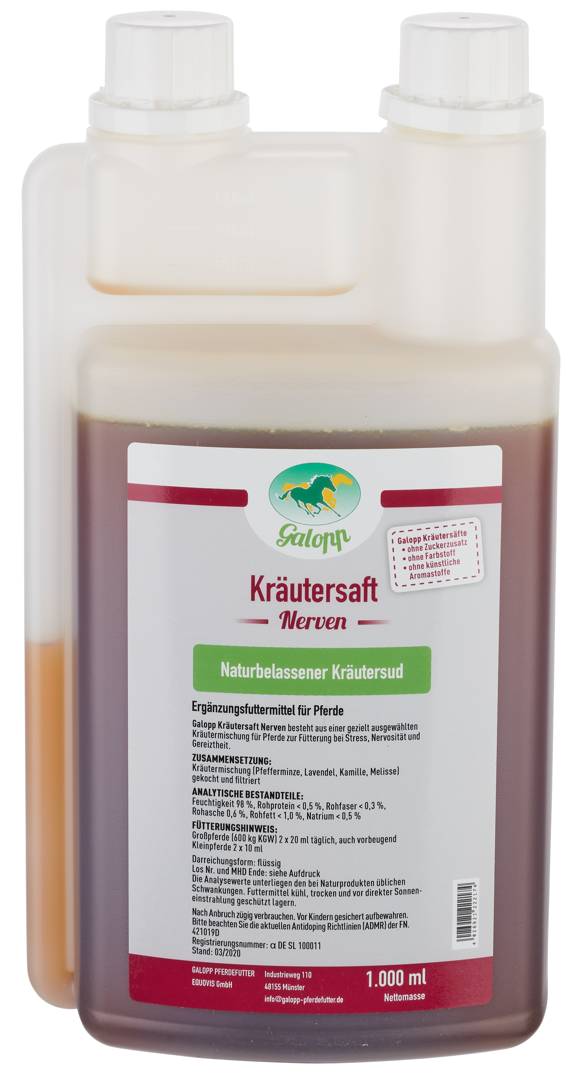 Galopp Kräutersaft Nerven 1L 100 % Naturkräutersud von Galopp