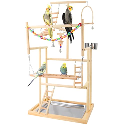 Großer Vogelspielplatz Papageienstange Vogelständer 3 Schichten Papageien-Spielständer Fitnessstudio Spielständer Holz Laufstall für Sittiche Lovebirds Conure Nymphensittich Kakadus mit Futterbechern (4 Schichten) Großer Vogelspielplatz Papageienstange Vogelständer 3 Schichten Papageien-Spielständer Fitnessstudio Spielständer Holz Laufstall für Sittiche Lovebirds Conure Nymphensittich Kakadus mit Futterbechern (4 Schichten) von Ganggend