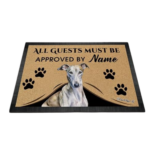 Ganshan Bi Fußmatte mit Aufschrift "Welcome" in Aquarell, Motiv: grauer Hund, für alle Gäste müssen von der Hunde-Hundematte genehmigt werden, Geschenk für Hundeliebhaber, 60 x 40 cm von Ganshan Bi