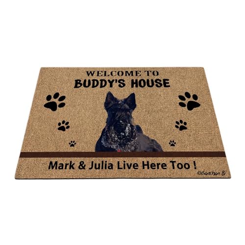 Ganshan Bi Fußmatte mit Aufschrift "Welcome to Dog's House", Motiv: Scottish Terrier, lustiges Haustierpfoten-Design, Geschenk für Hundeliebhaber, 69,8 x 45 cm Ganshan Bi Fußmatte mit Aufschrift "Welcome to Dog's House", Motiv: Scottish Terrier, lustiges Haustierpfoten-Design, Geschenk für Hundeliebhaber, 69,8 x 45 cm von Ganshan Bi