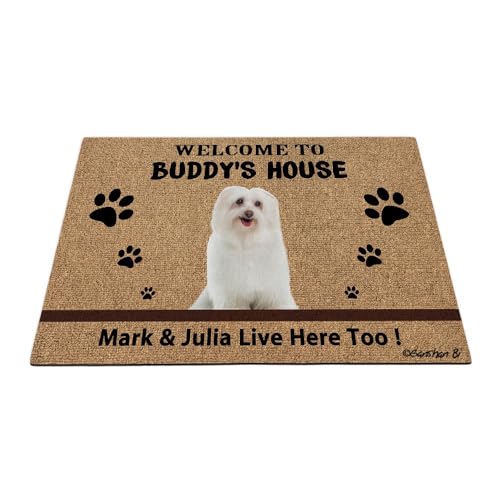 Ganshan Bi Fußmatte mit Aufschrift "Welcome to Dog's House", Motiv: maltesische Hunde, Motiv: niedliche Pfoten, Geschenk für Hundeliebhaber, 89,9 x 60,9 cm Ganshan Bi Fußmatte mit Aufschrift "Welcome to Dog's House", Motiv: maltesische Hunde, Motiv: niedliche Pfoten, Geschenk für Hundeliebhaber, 89,9 x 60,9 cm von Ganshan Bi