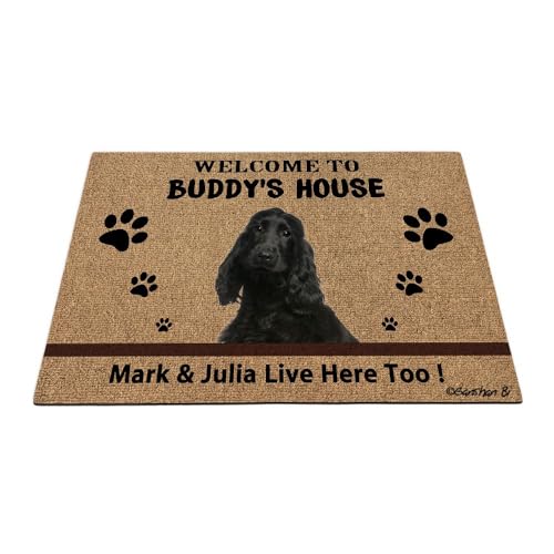 Ganshan Bi Fußmatte mit Aufschrift "Welcome to Dog's House", personalisierbar, Motiv: Cocker, schmutzige Pfoten, für Eingangstür, 60 x 40 cm von Ganshan Bi