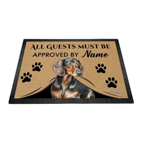 Ganshan Bi Fußmatte mit Dackel-Motiv, personalisierbar, für alle Gäste müssen vom Hund genehmigt werden, Geschenk für Hundeliebhaber, 89,9 x 60,9 cm Ganshan Bi Fußmatte mit Dackel-Motiv, personalisierbar, für alle Gäste müssen vom Hund genehmigt werden, Geschenk für Hundeliebhaber, 89,9 x 60,9 cm von Ganshan Bi