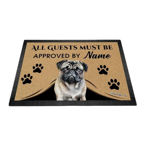 Ganshan Bi Fußmatte mit Mops-Motiv, personalisierbar, für alle Gäste müssen vom Hund genehmigt werden, Geschenk für Hundeliebhaber, 59,9 x 40 cm Ganshan Bi Fußmatte mit Mops-Motiv, personalisierbar, für alle Gäste müssen vom Hund genehmigt werden, Geschenk für Hundeliebhaber, 59,9 x 40 cm von Ganshan Bi