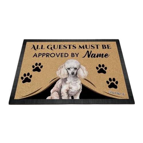 Ganshan Bi Fußmatte mit Pudelmotiv, personalisierbar, für alle Gäste müssen vom Hund genehmigt werden, Geschenk für Hundeliebhaber, 59,9 x 40 cm von Ganshan Bi