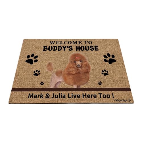 Ganshan Bi Fußmatte mit lustigem Pudel-Motiv, Motiv: Schlammpfoten, Dekoration, Bodenmatte, Aufschrift "Welcome to Dog's House", für Eingangstür, 89,9 x 60,9 cm von Ganshan Bi