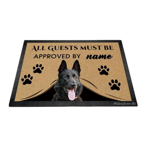 Ganshan Bi Fußmatte mit lustigem Schäferhund, Aufschrift "All Guests Must Be Approach", Fußmatte, Heimdekoration, Geschenk für Hundeliebhaber, 60 x 40 cm, Stil 1 von Ganshan Bi