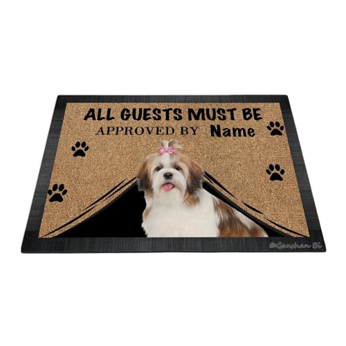 Ganshan Bi Fußmatte mit lustigem Shih Tzu-Hundemotiv, Aufschrift "All Guests Must Be Approach", Fußmatte, Heimdekoration, Geschenk für Hundeliebhaber, 69,8 x 45 cm, Stil 2 von Ganshan Bi