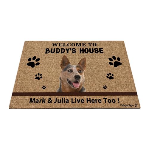 Ganshan Bi Fußmatte mit lustigem australischem Rindermotiv, schmutzige Pfoten, Dekoration, Bodenmatte, Aufschrift "Welcome to Dog's House", Eingangstür, 69,8 x 45 cm von Ganshan Bi