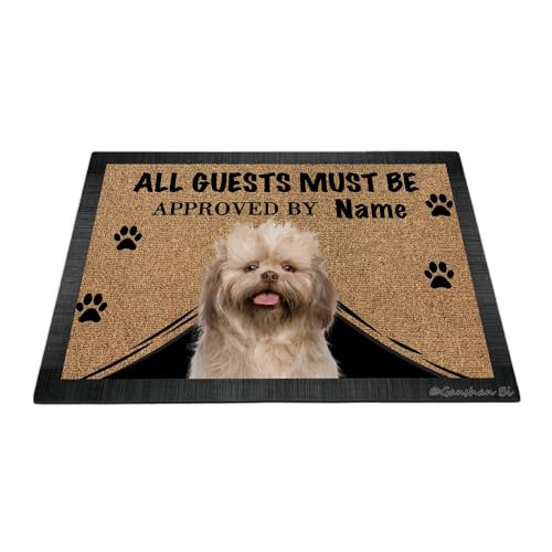 Ganshan Bi Lustige Fußmatte mit Shih Tzu-Hundemotiv, Aufschrift "All Guests Must Be Approach", Fußmatte, Heimdekoration, Geschenk für Hundeliebhaber, 60 x 40 cm, Stil 4 von Ganshan Bi