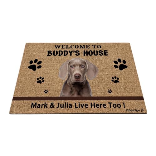 Ganshan Bi Lustige Weimaraner-Hunde-Fußmatte, schmutzige Pfoten, Dekoration, Bodenmatte, Aufschrift "Welcome to Dog's House", für Eingangstür, 60 x 40 cm Ganshan Bi Lustige Weimaraner-Hunde-Fußmatte, schmutzige Pfoten, Dekoration, Bodenmatte, Aufschrift "Welcome to Dog's House", für Eingangstür, 60 x 40 cm von Ganshan Bi