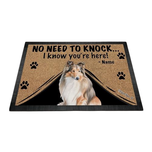 Ganshan Bi Personalisierte Fußmatte mit Wasserfarben-Hund, Shetland-Schäferhund, Willkommens-Bodenmatte, kein Klopfen nötig, I Know You're Here Geschenk für Hundeliebhaber, 59,9 x 40,9 cm Ganshan Bi Personalisierte Fußmatte mit Wasserfarben-Hund, Shetland-Schäferhund, Willkommens-Bodenmatte, kein Klopfen nötig, I Know You're Here Geschenk für Hundeliebhaber, 59,9 x 40,9 cm von Ganshan Bi