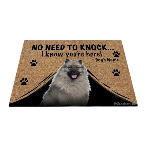 Ganshan Bi Personalisierte Fußmatte mit lustigem Hunde-Motiv, Aufschrift "No Need to Knock I Know You're Here", Geschenk für Hundeliebhaber, 60 x 40 cm, Stil 1 Ganshan Bi Personalisierte Fußmatte mit lustigem Hunde-Motiv, Aufschrift "No Need to Knock I Know You're Here", Geschenk für Hundeliebhaber, 60 x 40 cm, Stil 1 von Ganshan Bi