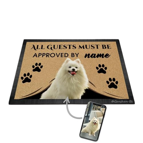 Ganshan Bi Personalisierte Hunde-Foto-Fußmatte, Motiv: Alle Gäste vom Hund genehmigt – individuelles Willkommens-Bodenmatte, Geschenk, 69,8 x 45 cm, Stil 17 von Ganshan Bi