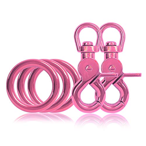 3 x O-Ring aus Stahl und 2 x Scheren-Karabiner Haken mit Dreh-Gelenk/Dreh-Kopf im Set, DIY Hunde-Leine/Hunde-Halsband, nichtrostend, Ideal mit Paracord 550, Farbe: Pink 3 x O-Ring aus Stahl und 2 x Scheren-Karabiner Haken mit Dreh-Gelenk/Dreh-Kopf im Set, DIY Hunde-Leine/Hunde-Halsband, nichtrostend, Ideal mit Paracord 550, Farbe: Pink von Ganzoo